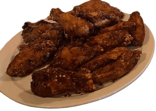 A plate of chicken wings
